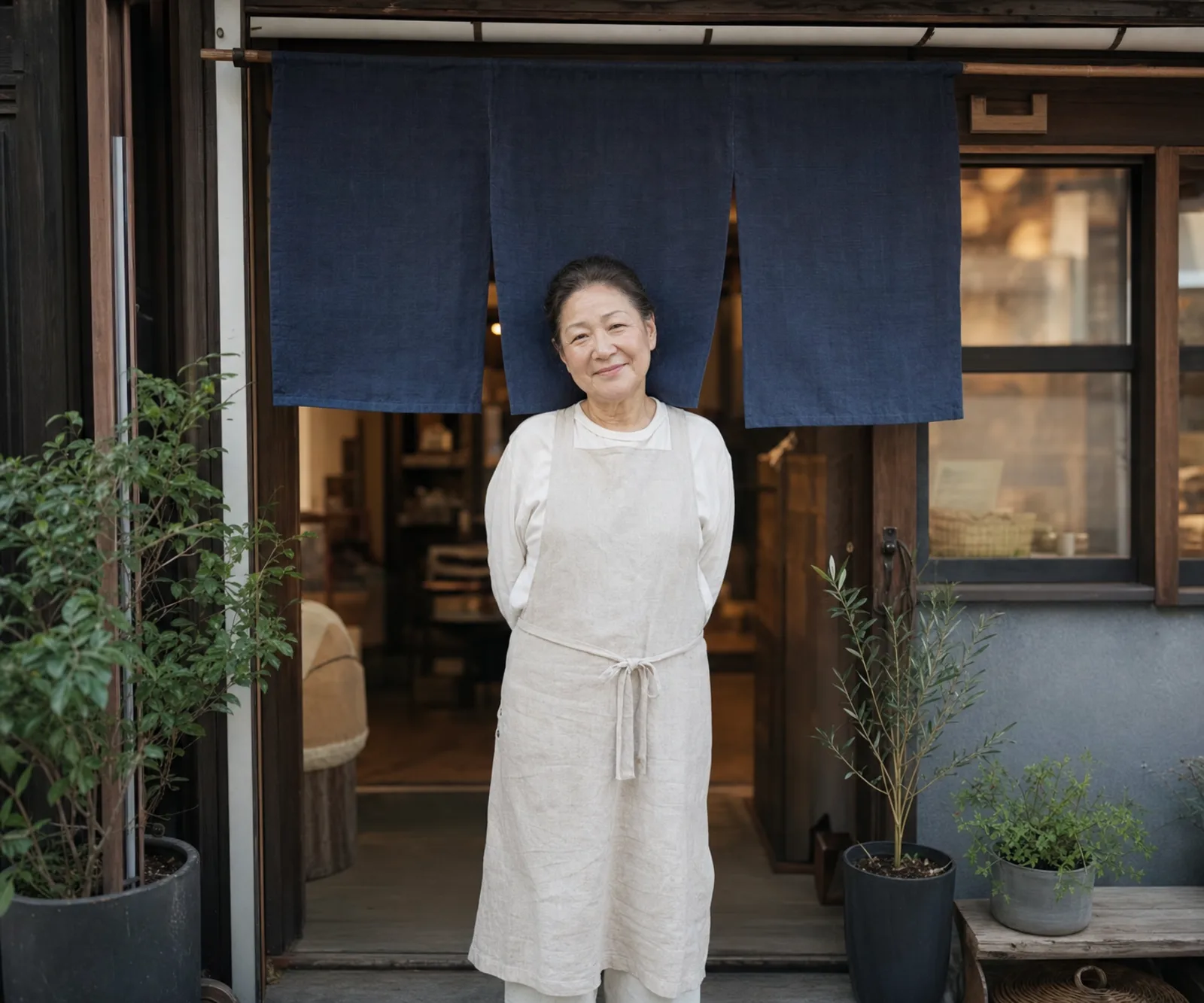 ingresso di una piccola bottega di quartiere a Tokyo, tenda noren e insegna scritta in hiragana