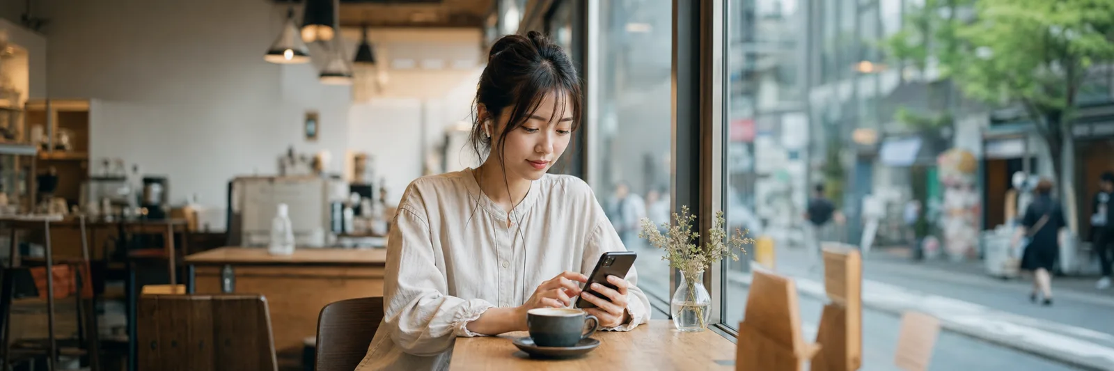Studente con le cuffie e il telefono in mano