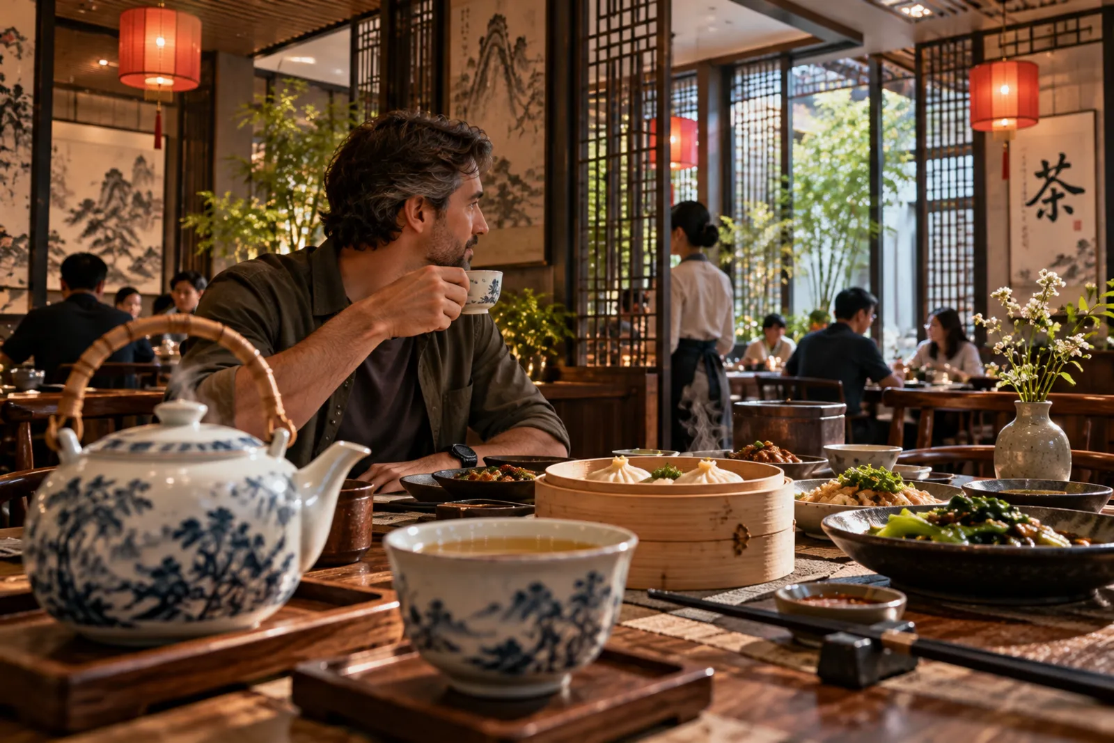 restaurant, tasse de thé